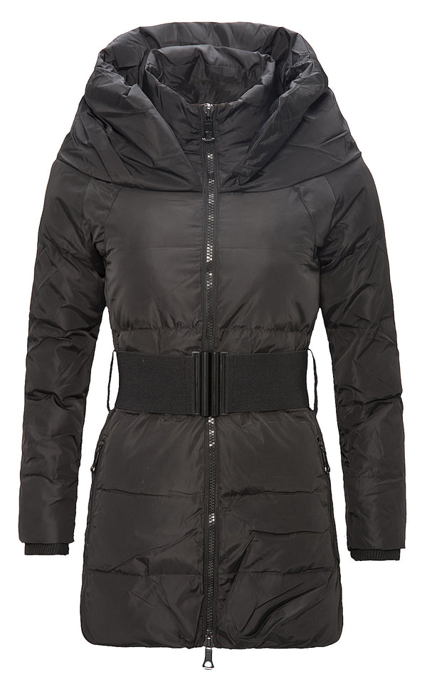 Damen Daunenjacke Steppmantel mit Gürtel D-115 _77316.jpg