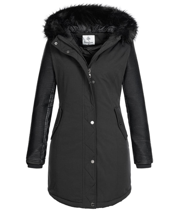 Damen Jacke Winterjacke Parka mit Kunstlederärmel D-347_85283.jpg