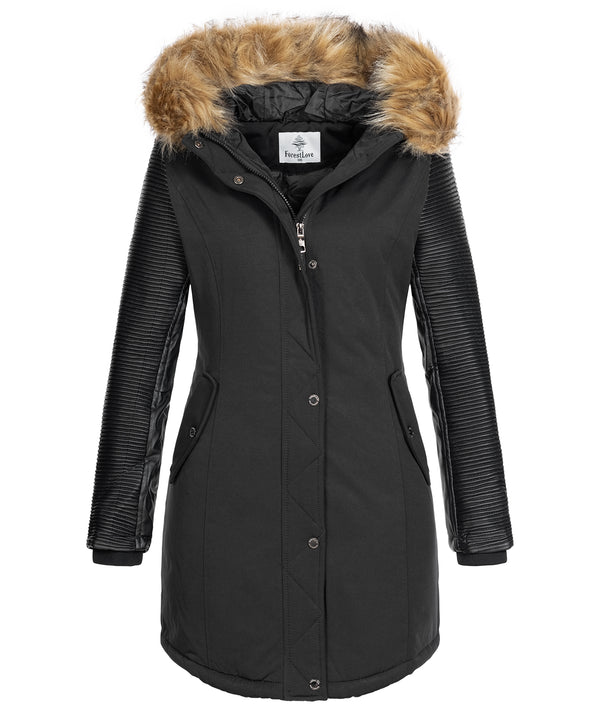 Damen Jacke Winterjacke Parka mit Kunstlederärmel D-347_85286.jpg