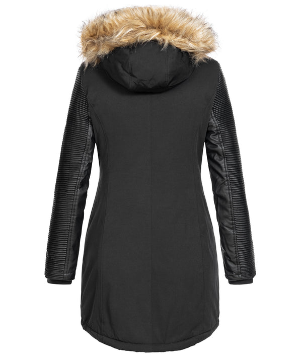 Damen Jacke Winterjacke Parka mit Kunstlederärmel D-347_85288.jpg