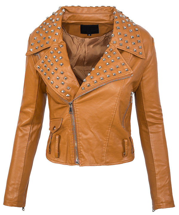 Damen Kunstleder Jacke Nieten-Look Bikerjacke D-190_77496.jpg
