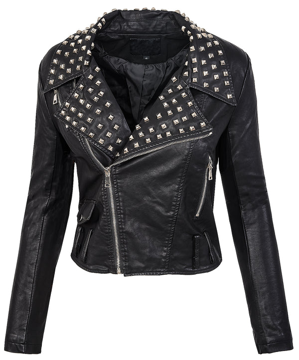 Damen Kunstleder Jacke Nieten-Look Bikerjacke D-190_77499.jpg