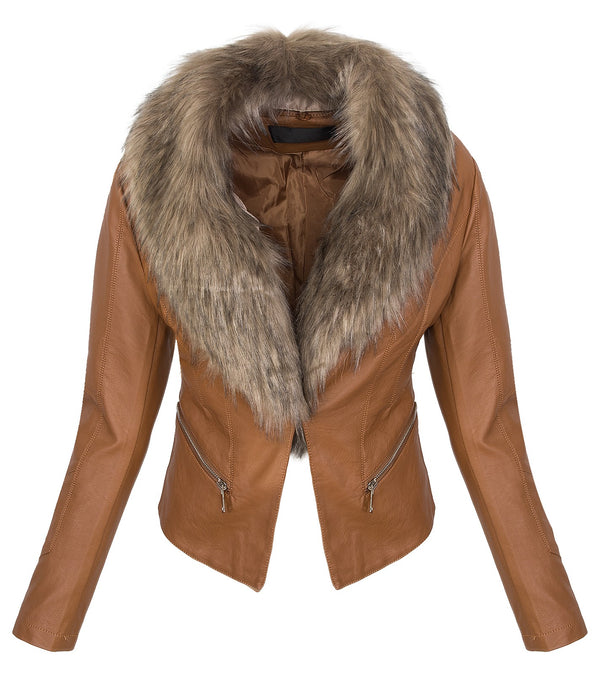 Damen Kunstlederjacke mit Kunstfellkragen D-364_78555.jpg