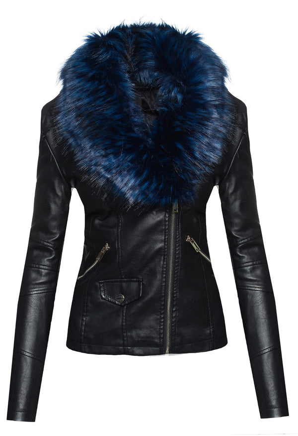 Damen Kunstlederjacke mit XXL Kunstfellkragen D-221_77829.jpg