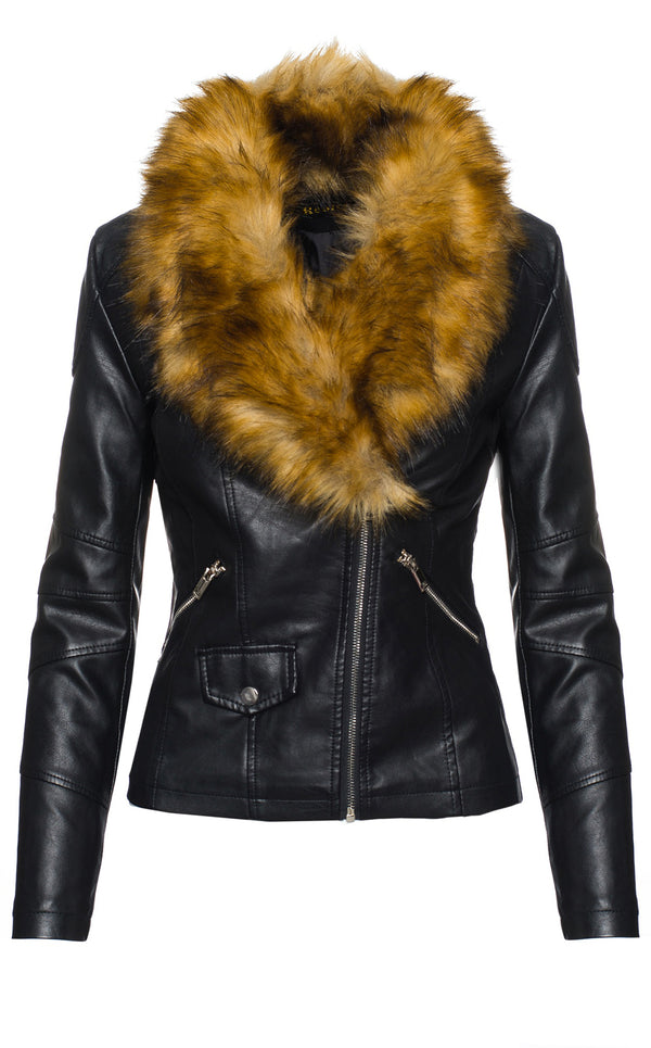 Damen Kunstlederjacke mit XXL Kunstfellkragen D-221_77832.jpg