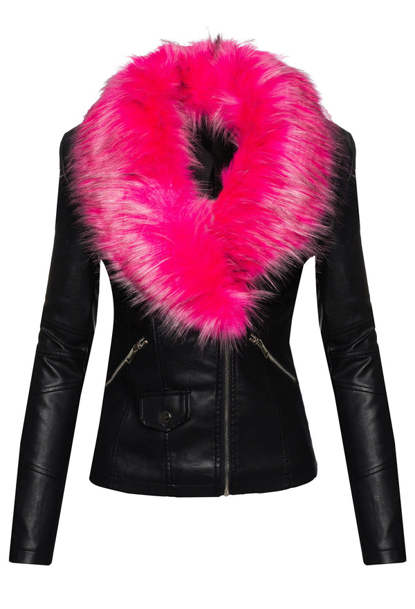 Damen Kunstlederjacke mit XXL Kunstfellkragen D-221_77833.jpg