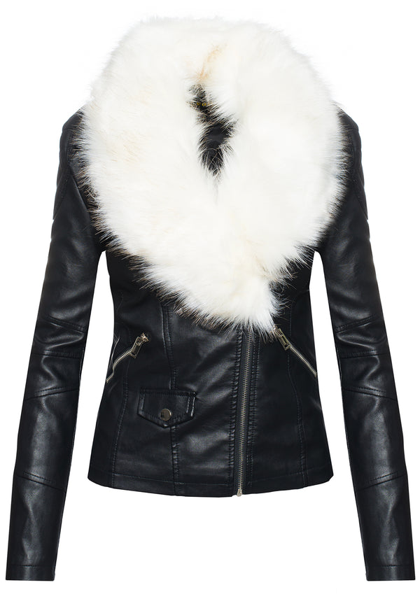 Damen Kunstlederjacke mit XXL Kunstfellkragen D-221_77836.jpg