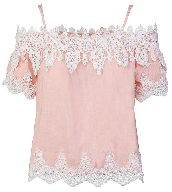 Damen Tunika Rundkragen Spitze Top D-319_80473.jpg