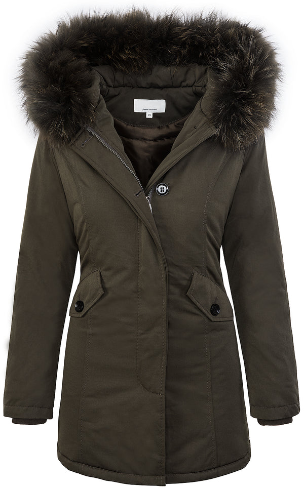 Damen Winter Jacke Parka Gefüttert Echtpelz D-218 _77648.jpg