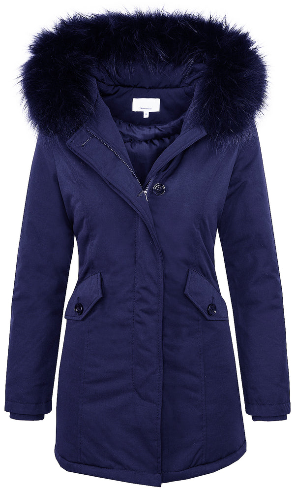 Damen Winter Jacke Parka Gefüttert Echtpelz D-218 _77649.jpg