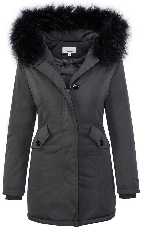 Damen Winter Jacke Parka Gefüttert Echtpelz D-218 _77651.jpg