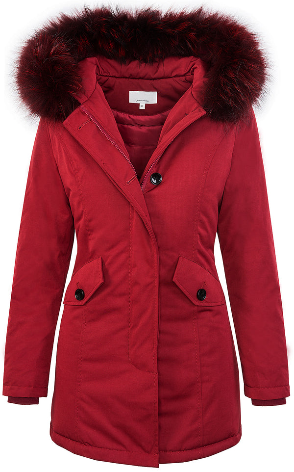 Damen Winter Jacke Parka Gefüttert Echtpelz D-218 _77652.jpg