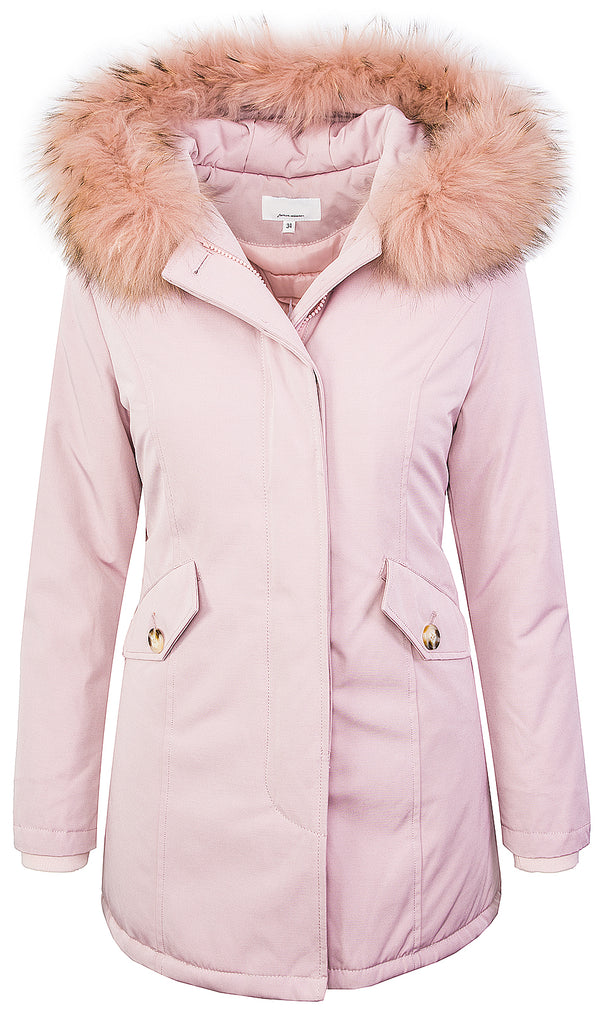 Damen Winter Jacke Parka Gefüttert Echtpelz D-218 _77653.jpg