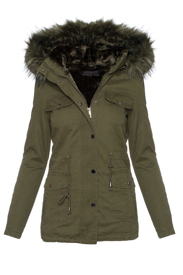 Damen Winter Jacke Parka Kapuze mit Kunstfellkragen D-242_78013.jpg