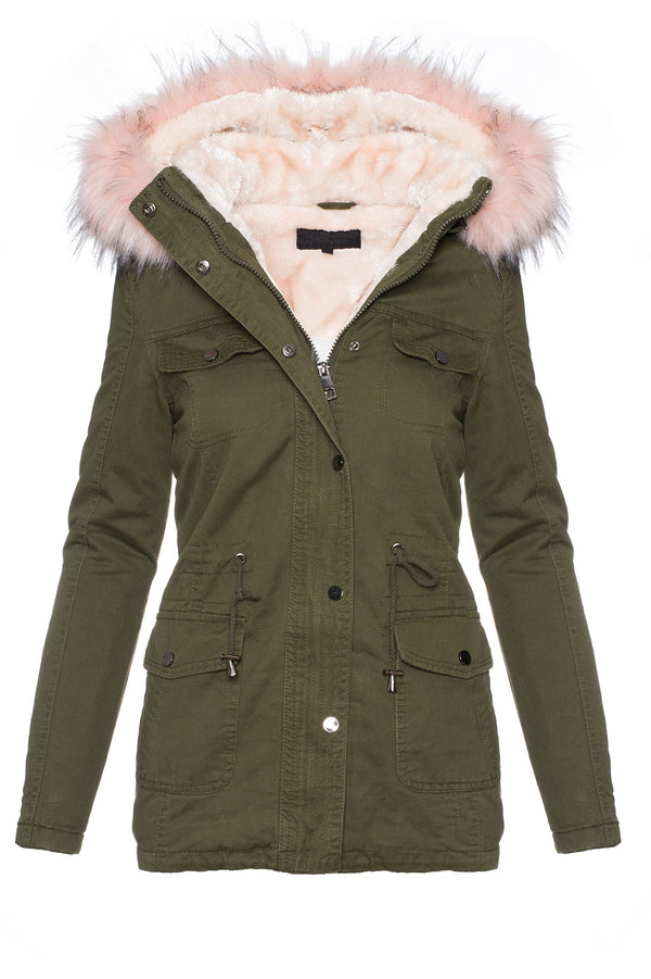 Damen Winter Jacke Parka Kapuze mit Kunstfellkragen D-242_78015.jpg