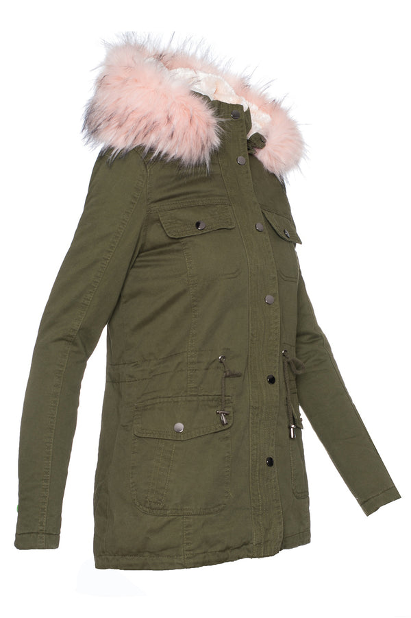 Damen Winter Jacke Parka Kapuze mit Kunstfellkragen D-242_78016.jpg
