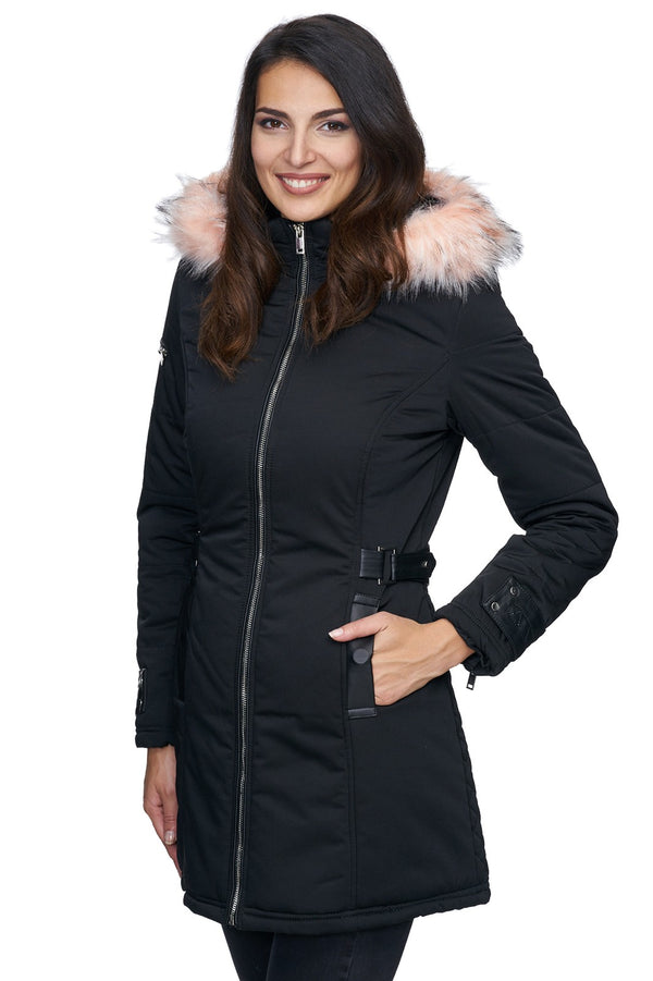 Damen Winter Jacke mit Kapuze Kunstfellkragen D-225_77876.jpg