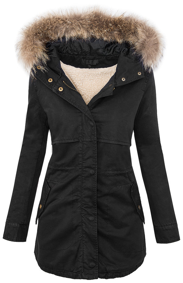 Damen Winter Parka Kapuze mit Echt Pelz Kragen D-20_77545.jpg