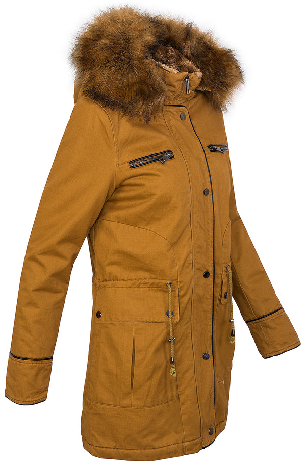 Damen Winter Parka mit Kapuze Kunstfellkragen D-214 _77630.jpg