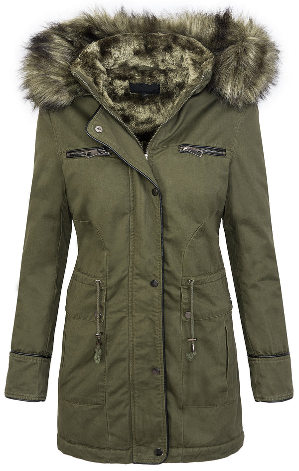 Damen Winter Parka mit Kapuze Kunstfellkragen D-214 _77633.jpg