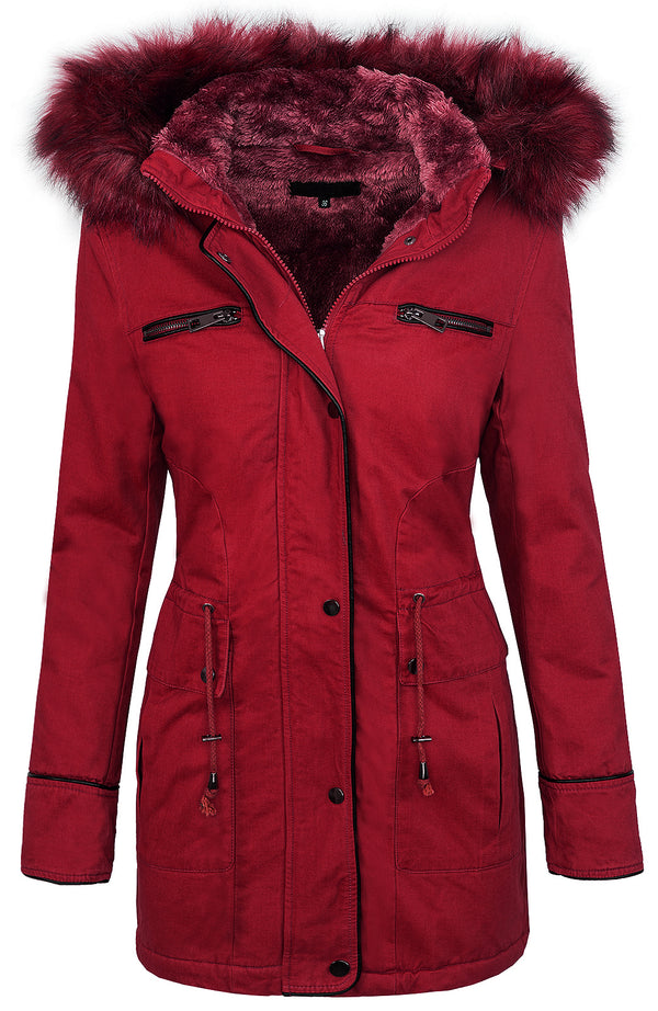 Damen Winter Parka mit Kapuze Kunstfellkragen D-214 _77634.jpg