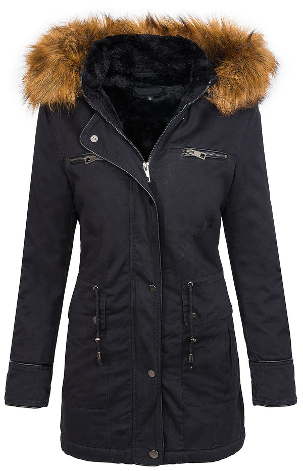 Damen Winter Parka mit Kapuze Kunstfellkragen D-214 _77635.jpg