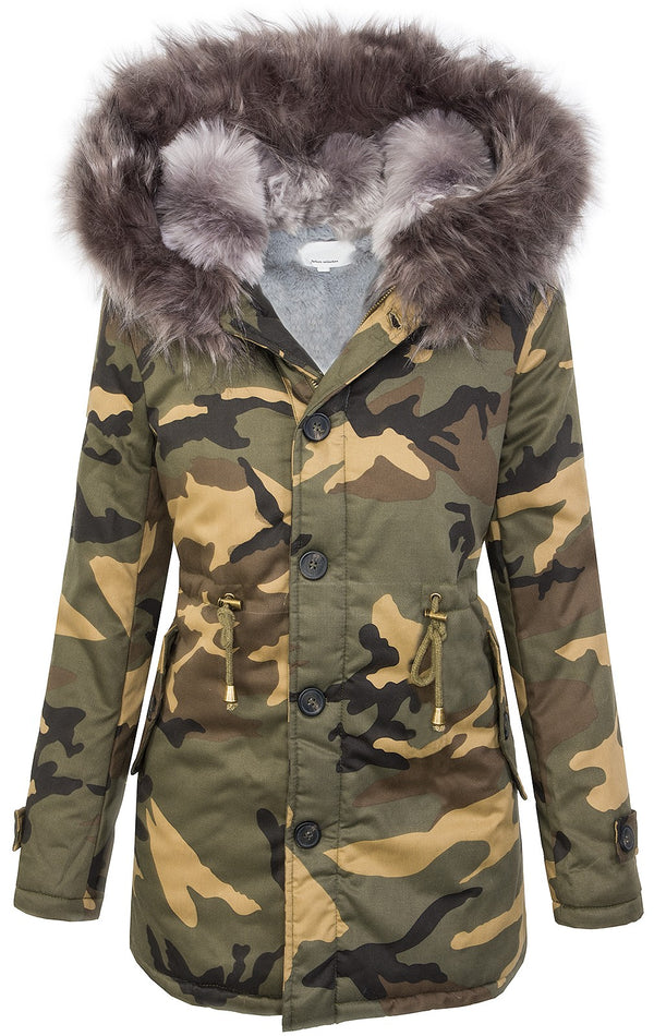 Damen Winterjacke Camouflage Parka mit Kunstfellkragen D-339_78469.jpg