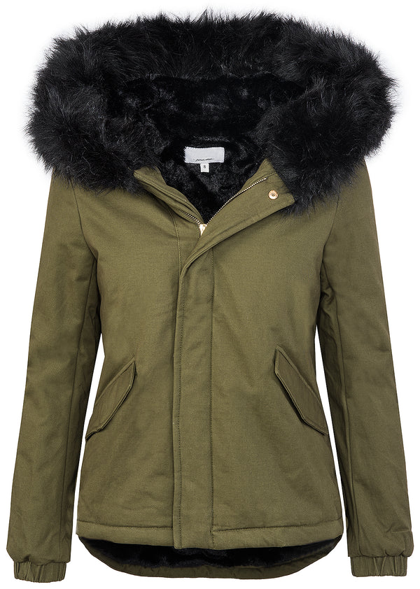Damen Winterjacke Gefüttert Kapuze mit XXL-Kunstfell D-222_77841.jpg