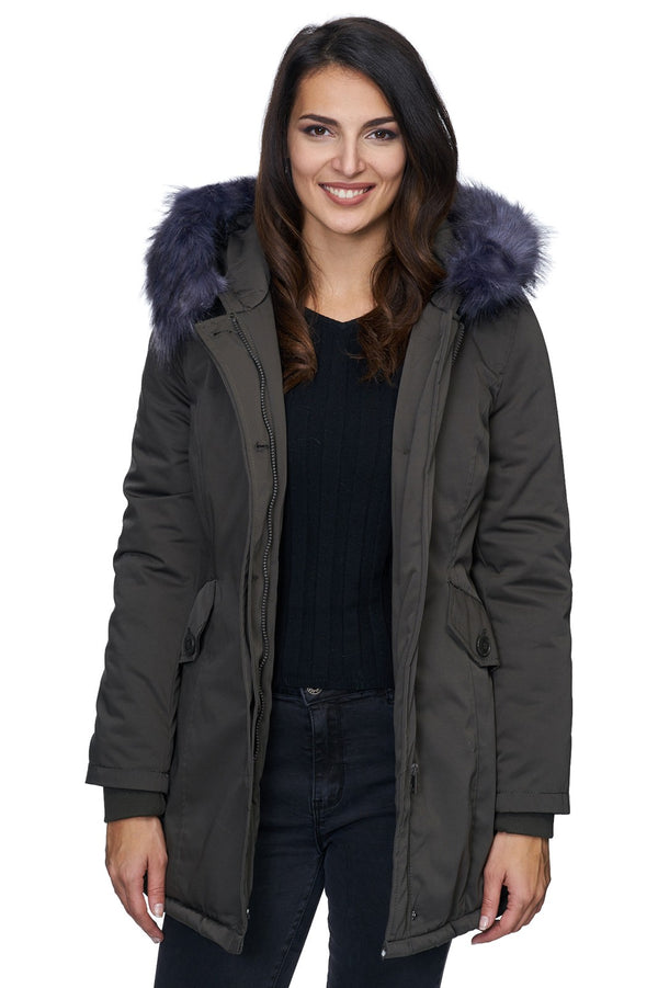 Damen Winterjacke Parka mit Kapuze Kunstfellkragen D-224 _77861.jpg