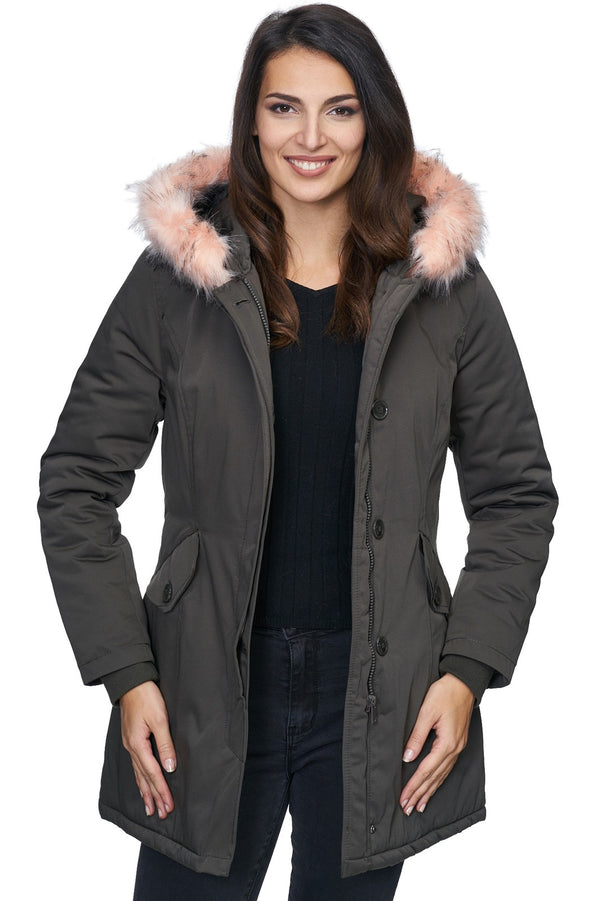 Damen Winterjacke Parka mit Kapuze Kunstfellkragen D-224 _77862.jpg