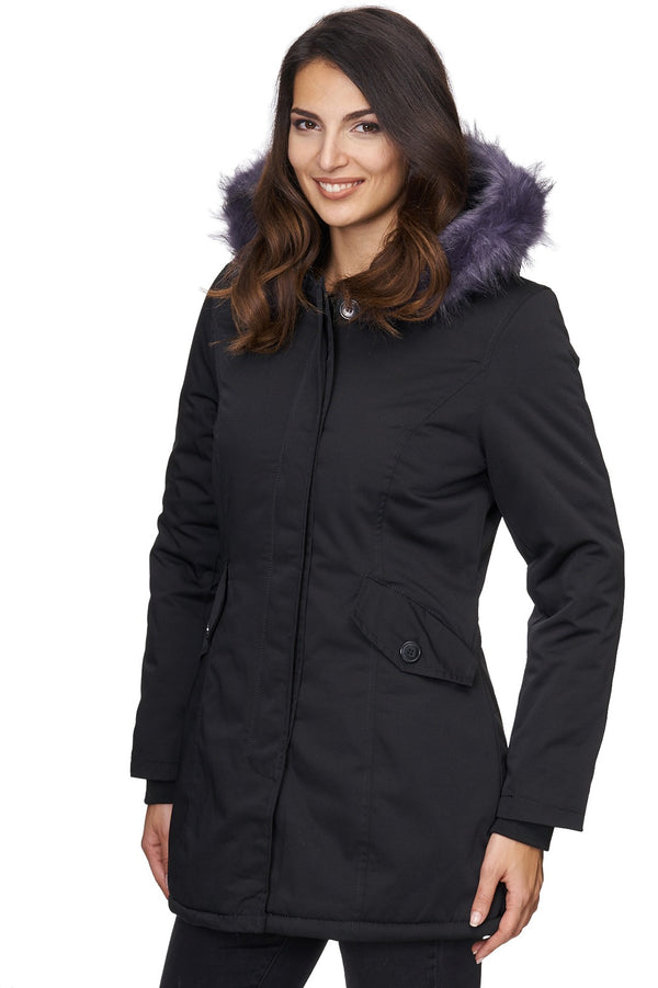 Damen Winterjacke Parka mit Kapuze Kunstfellkragen D-224 _77865.jpg