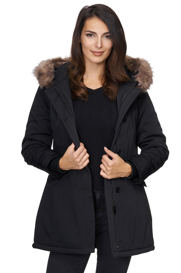 Damen Winterjacke Parka mit Kapuze Kunstfellkragen D-224 _77866.jpg