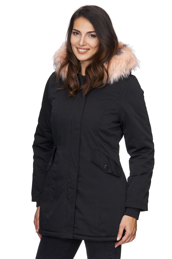 Damen Winterjacke Parka mit Kapuze Kunstfellkragen D-224 _77867.jpg