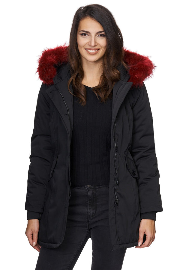 Damen Winterjacke Parka mit Kapuze Kunstfellkragen D-224 _77868.jpg