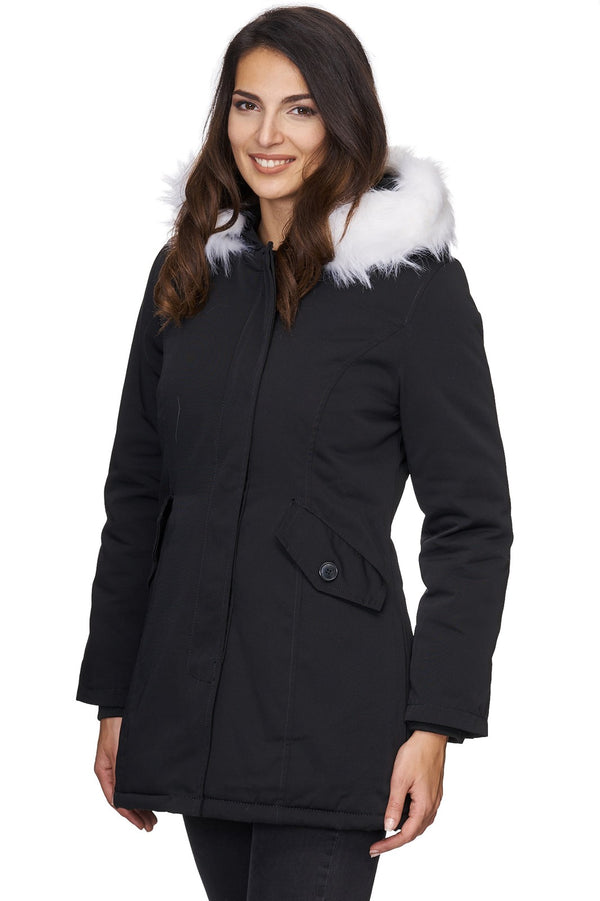 Damen Winterjacke Parka mit Kapuze Kunstfellkragen D-224 _77869.jpg