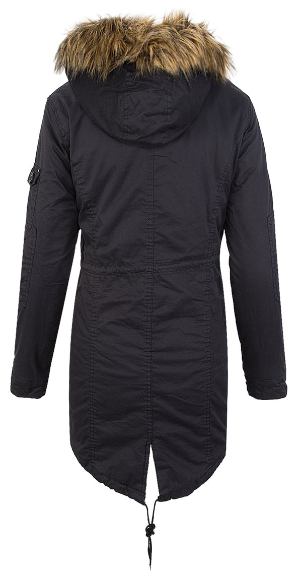 Damen Winterjacke Parka mit Kapuze Kunstfellkragen D-227 _64293.jpg