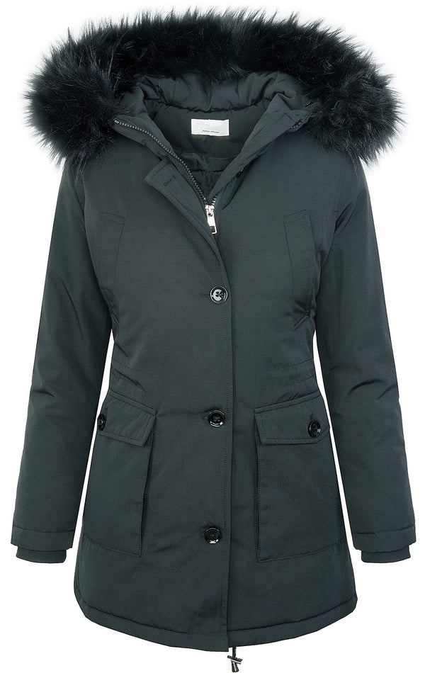 Damen Winterjacke Parka mit Kapuze Kunstfellkragen D-350_78507.jpg