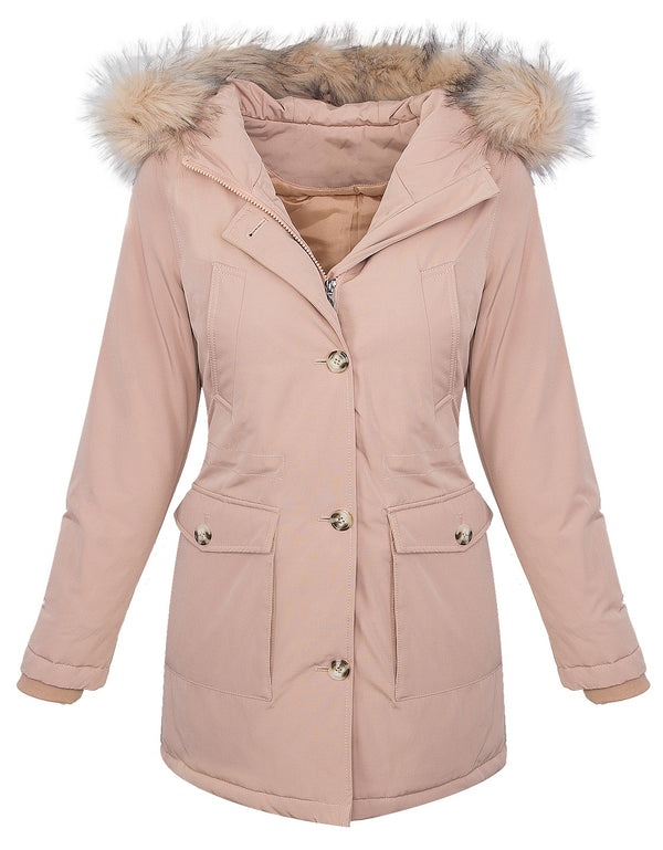 Damen Winterjacke Parka mit Kapuze Kunstfellkragen D-350_78508.jpg