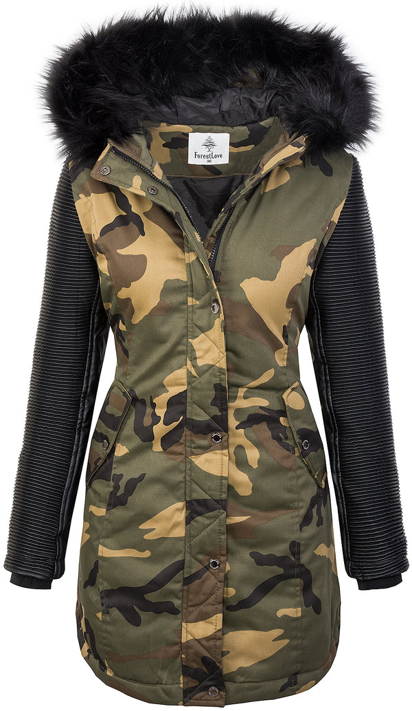 Damen Winterjacke Parka mit Kunstlederärmel Camouflage D-349_78498.jpg