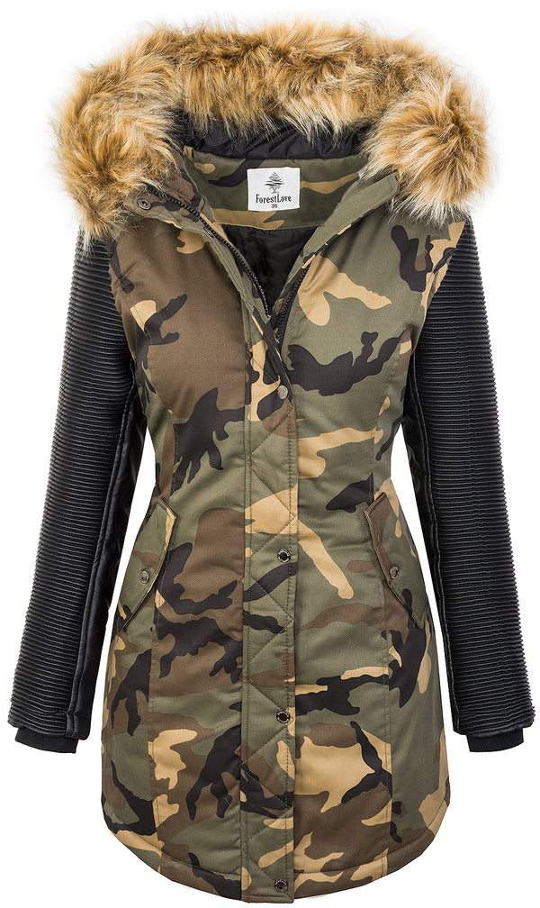 Damen Winterjacke Parka mit Kunstlederärmel Camouflage D-349_78504.jpg