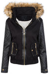 Damen Winterjacke Teddyfell-Futter Kunstlederärmel D-360 _78582.jpg
