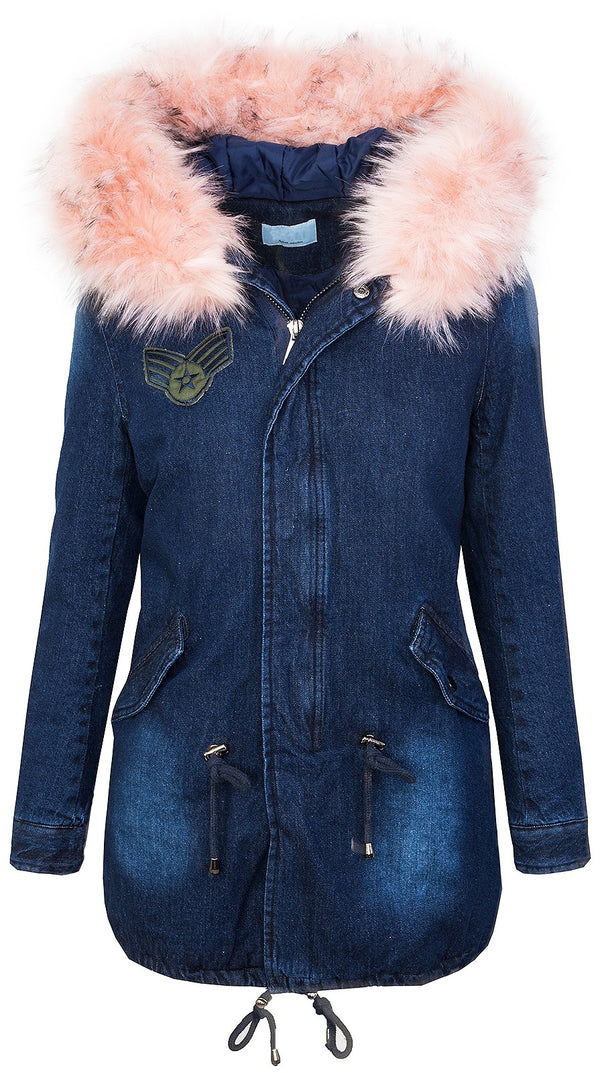 Damen Winterjacke im Jeans-Look Kunstfellkragen D-342 _78478.jpg