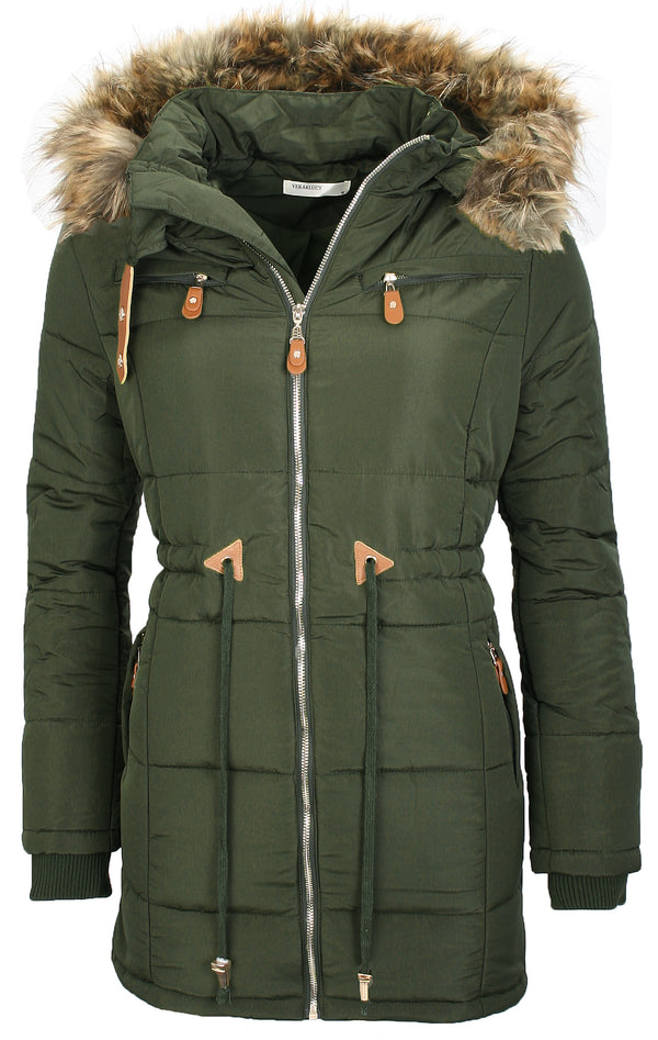 Damen Winterjacke mit Kapuze Kunstfellkragen EK-2699 _78974.jpg