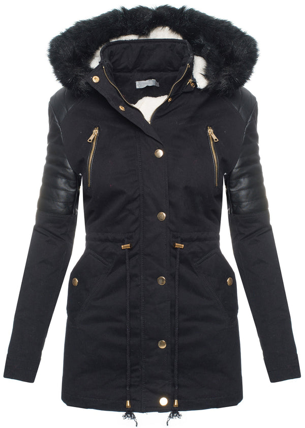 Damen Winterjacke mit Kunstfellkragen D-217_76948.jpg