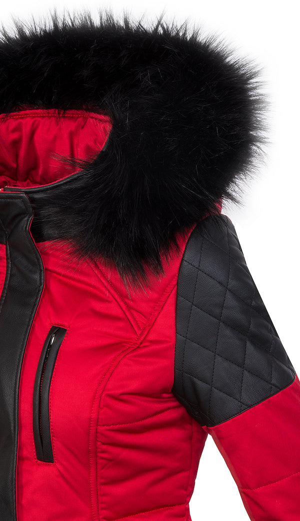 Damen Wintermantel Kapuze mit Kunstfellkragen D-355_78524.jpg