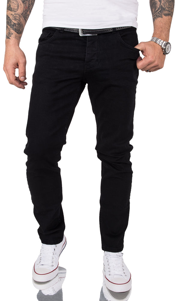 Gelverie Herren Jeans Slim Fit Schwarz G-103_75846.jpg