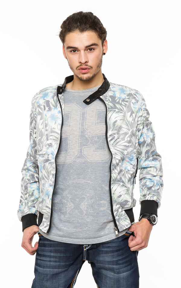 Herren Bomberjacke mit Paisley Muster Grau H-055_76107.jpg