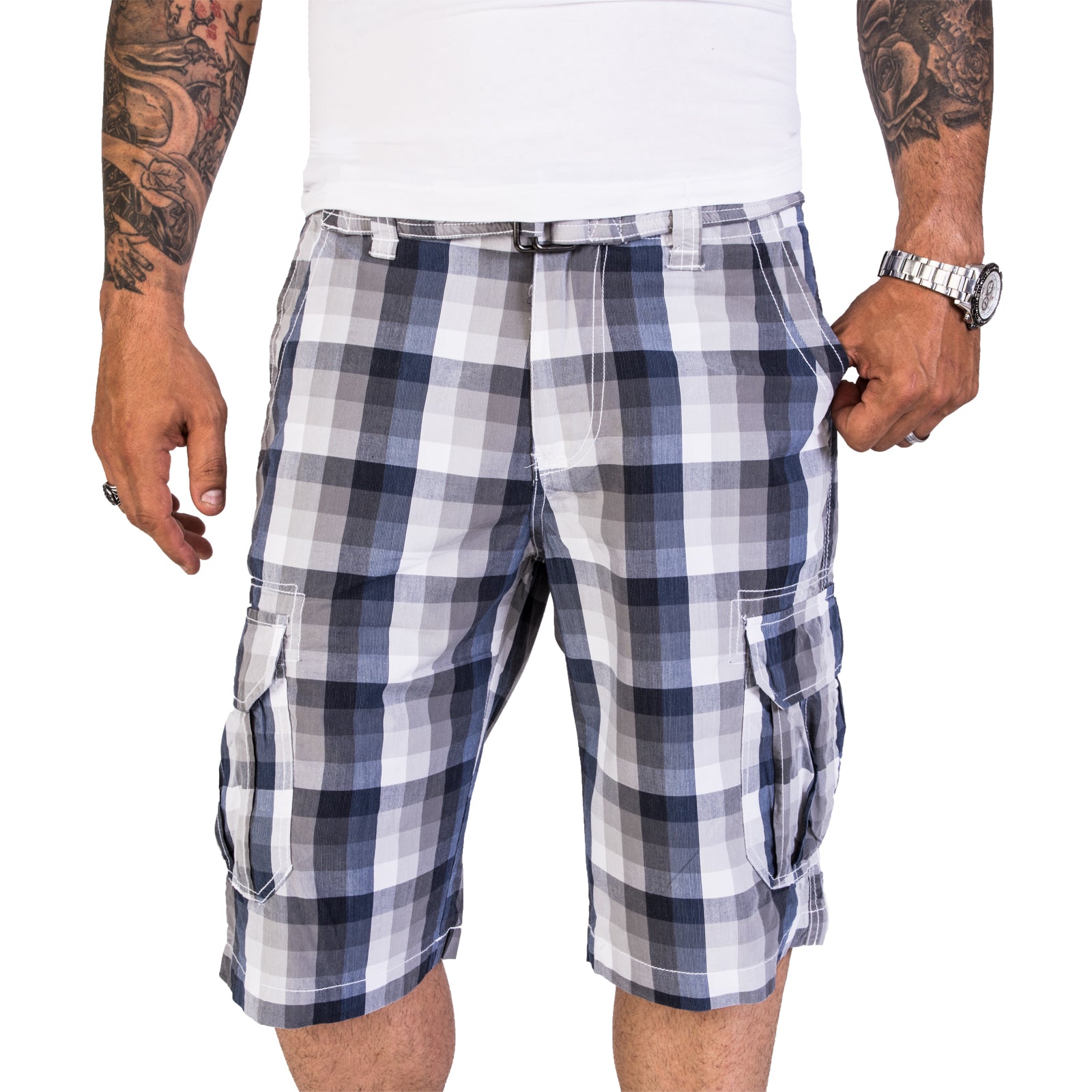 Herren Cargo-Shorts - mit mehreren Taschen und Gürtel
