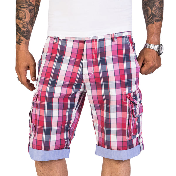 Herren Cargo Shorts Kariert mit Gürtel H-186_79922.jpg