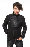 Herren Kunstlederjacke Stehkragen mit Knopfleiste Schwarz H-053_76103.jpg